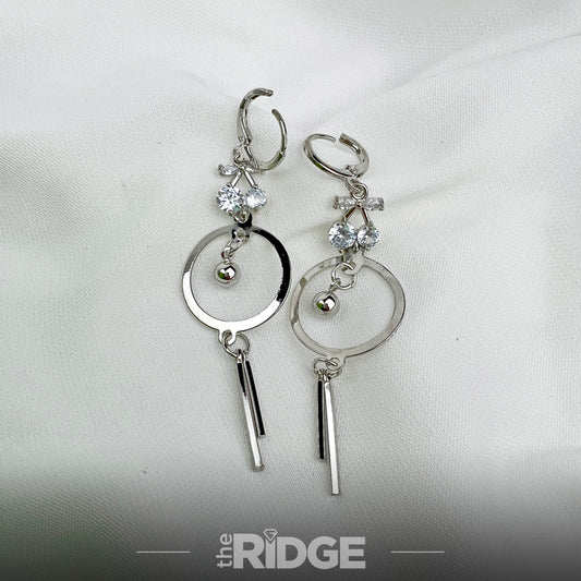 Silver Gleam Circle Drop Earrings