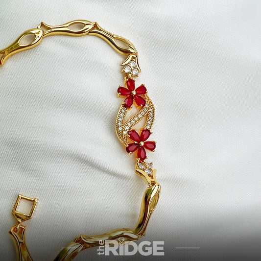 Ruby Blossom Gold Bracelet