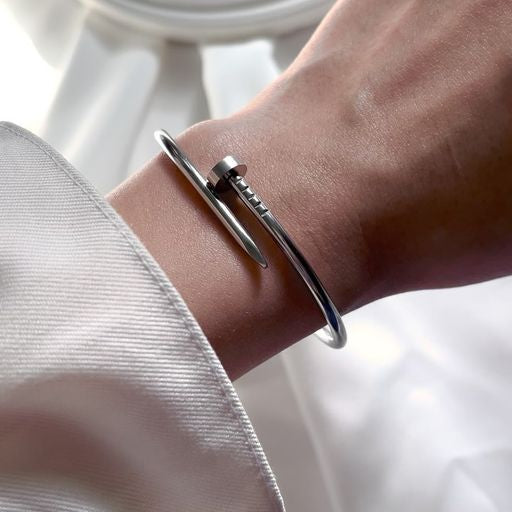 Nail Head Bangle - Silver