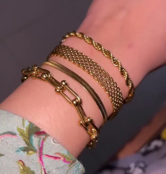 Gold Chain Bracelet Stack - [Set of 4]