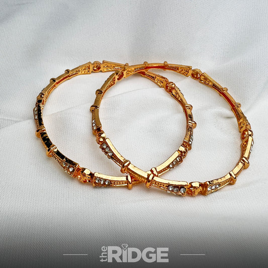 Beads Embroidered Gold Bangles Pair