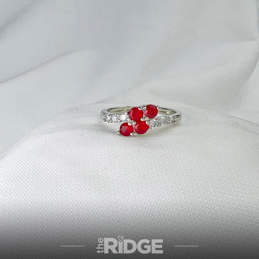 Red Roses Silver Ring